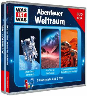 WAS IST WAS 3-CD-Hörspielbox Abenteuer Weltraum von Bauer,  Matthias, Baur,  Dr. Manfred, Carlsson,  Anna, Falk,  Matthias, Haderer,  Kurt, Hameyer,  Jan, Haßler,  Sebastian, Illi,  Günther, Krumbiegel,  Crock, Riedl,  Jakob