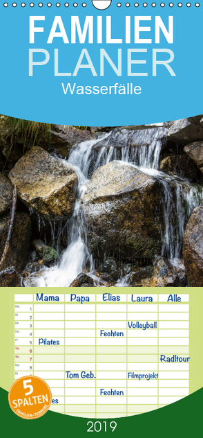 Wasserfälle – Familienplaner hoch (Wandkalender 2019 , 21 cm x 45 cm, hoch) von Gulbins,  Helmut