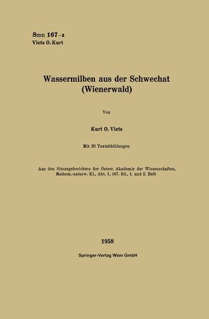 Wassermilben aus der Schwechat (Wienerwald) von Viets,  Kurt Otto