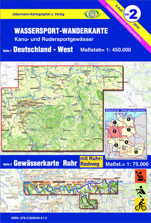 Wassersport-Wanderkarte / Deutschland-West mit Gewässerkarte Ruhr von Jübermann,  Erhard