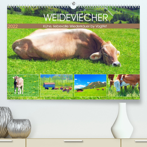 Weideviecher, Kühe liebevolle Wiederkäuer (Premium, hochwertiger DIN A2 Wandkalender 2022, Kunstdruck in Hochglanz) von VogtArt