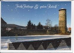 Weihnachts- Doppelkarte B6: Diebesturm im Winter, mit Umschlag, # EV69 von Frühauf,  Wolfgang