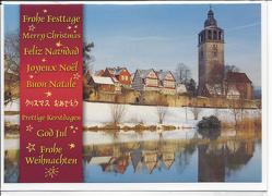 Weihnachts- Doppelkarte B6 “ St.Crucis-Kirche im Winter „, mit Umschlag, von Frühauf,  Wolfgang