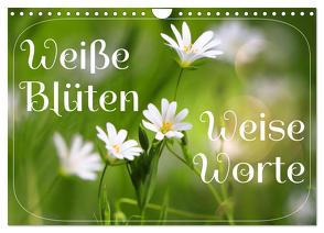Weiße Blüten, weise Worte (Wandkalender 2024 DIN A4 quer), CALVENDO Monatskalender von Löwer,  Sabine