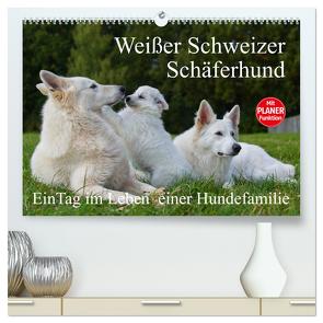 Weißer Schweizer Schäferhund – Ein Tag im Leben einer Hundefamilie (hochwertiger Premium Wandkalender 2024 DIN A2 quer), Kunstdruck in Hochglanz von Starick,  Sigrid