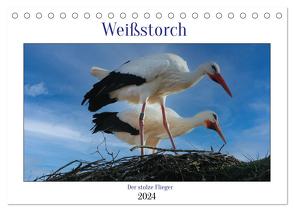 Weißstorch, der stolze Flieger (Tischkalender 2024 DIN A5 quer), CALVENDO Monatskalender von Geggier,  Mirjam