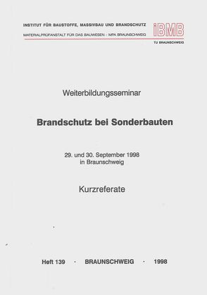 Weiterbildungsseminar Brandschutz bei Sonderbauten von Hosser,  Dietmar