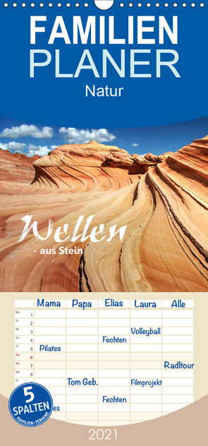 Wellen – aus Stein – Familienplaner hoch (Wandkalender 2021 , 21 cm x 45 cm, hoch) von Stamm,  Dirk