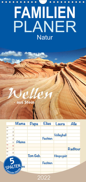 Familienplaner Wellen – aus Stein (Wandkalender 2022 , 21 cm x 45 cm, hoch) von Stamm,  Dirk