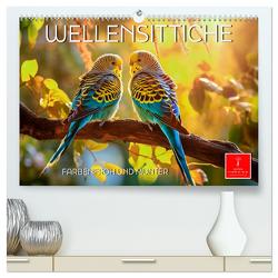 Wellensittiche farbenfroh und munter (hochwertiger Premium Wandkalender 2024 DIN A2 quer), Kunstdruck in Hochglanz von Roder,  Peter