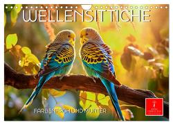Wellensittiche farbenfroh und munter (Wandkalender 2024 DIN A4 quer), CALVENDO Monatskalender von Roder,  Peter