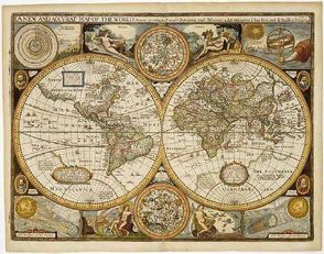Welt antik, Karte von John Speed 1651, Magnetmarkiertafel von Freytag-Berndt und Artaria KG