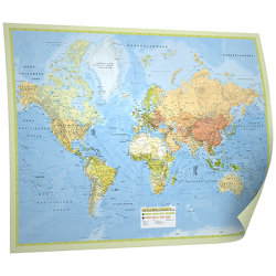 Weltkarte „Reiseweltkarte“, 1:31 Mio.,folienbeschichtet, inkl. Metallbeleistung und Magnetkugeln Neoballs