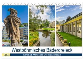 Westböhmisches Bäderdreieck – Karlsbad, Marienbad und Franzensbad (Tischkalender 2024 DIN A5 quer), CALVENDO Monatskalender von Viola,  Melanie