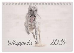 Whippet 2024 (Tischkalender 2024 DIN A5 quer), CALVENDO Monatskalender von Redecker,  Andrea