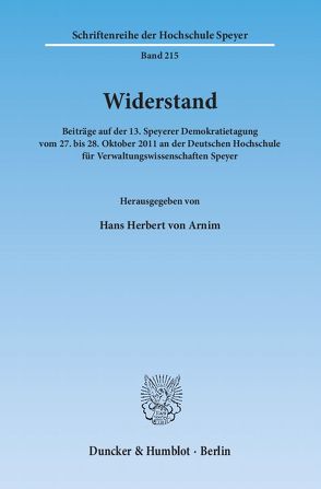 Widerstand. von Arnim,  Hans Herbert von