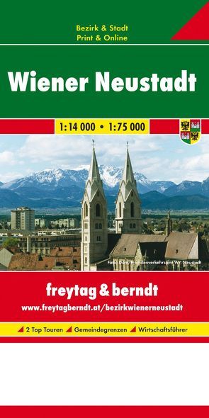 Wiener Neustadt, Stadtplan 1:14.000 – 1:75.000, Stadt + Bezirk von Freytag-Berndt und Artaria KG