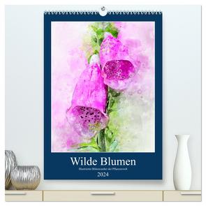 Wilde Blumen – Illustrierter Blütenzauber der Pflanzenwelt (hochwertiger Premium Wandkalender 2024 DIN A2 hoch), Kunstdruck in Hochglanz von Frost,  Anja