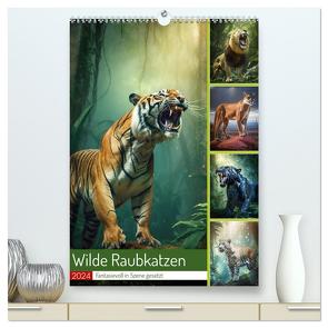 Wilde Raubkatzen (hochwertiger Premium Wandkalender 2024 DIN A2 hoch), Kunstdruck in Hochglanz von Gierok-Latniak,  Steffen