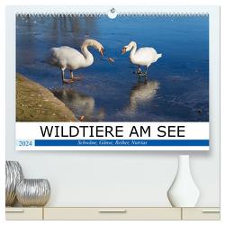 WILDTIERE AM SEE (hochwertiger Premium Wandkalender 2024 DIN A2 quer), Kunstdruck in Hochglanz von boeTtchEr,  U