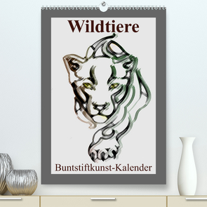 Wildtiere Bunstiftkunst-Kalender (Premium, hochwertiger DIN A2 Wandkalender 2023, Kunstdruck in Hochglanz) von Stanzer,  Elisabeth