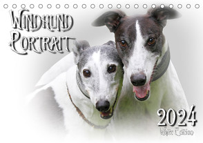 Windhund Portrait 2024 White Edition (Tischkalender 2024 DIN A5 quer) von Redecker,  Andrea