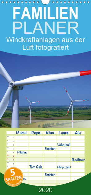 Windkraftanlagen aus der Luft fotografiert – Familienplaner hoch (Wandkalender 2020 , 21 cm x 45 cm, hoch) von Siegert - www.batcam.de , - Tim