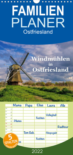 Familienplaner Windmühlen in Ostfriesland (Wandkalender 2022 , 21 cm x 45 cm, hoch) von LianeM