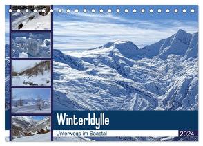 WinterIdylle Unterwegs im Saastal (Tischkalender 2024 DIN A5 quer), CALVENDO Monatskalender von Michel,  Susan