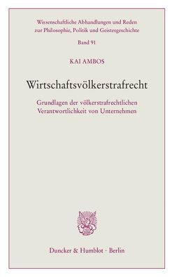 Wirtschaftsvölkerstrafrecht. von Ambos,  Kai