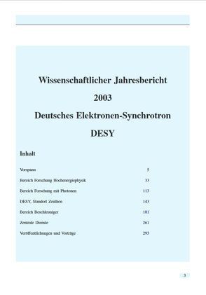 Wissenschaftlicher Jahresbericht 2003 DESJ