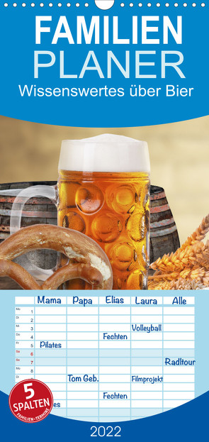 Familienplaner Wissenswertes über Bier (Wandkalender 2022 , 21 cm x 45 cm, hoch) von Kirsch,  Gunter