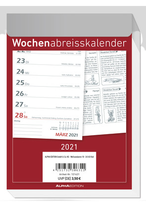 Wochenabreißkalender 2021 – Bürokalender 10,5×15 cm – 1 Woche 1 Seite – mit Sudokus, Rezepten, Rätseln uvm. auf den Rückseiten – Alpha Edition