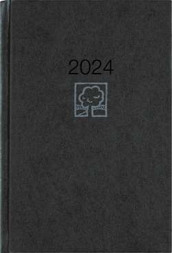 Wochenbuch anthrazit 2024 – Bürokalender 14,6×21 cm – 1 Woche auf 2 Seiten – 128 Seiten – mit Eckperforation – Notizbuch – Blauer Engel – 766-0721
