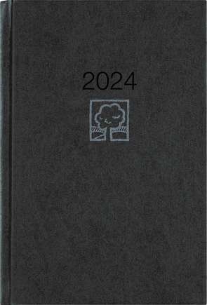 Wochenbuch anthrazit 2024 – Bürokalender 14,6×21 cm – 1 Woche auf 2 Seiten – 128 Seiten – mit Eckperforation – Notizbuch – Blauer Engel – 766-0721