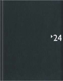 Wochenbuch anthrazit 2024 – Bürokalender 21×26,5 cm – 1 Woche auf 2 Seiten – mit Registerschnitt und Fadensiegelung – Notizbuch – 739-2621