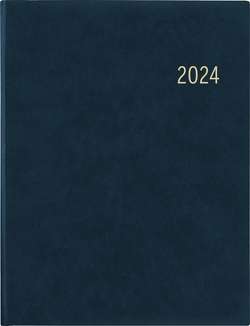 Wochenbuch blau 2024 – Bürokalender 21×26,5 cm – 1 Woche auf 2 Seiten – mit Eckperforation und Fadensiegelung – Notizbuch – 728-0015