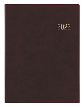 Wochenbuch bordeaux 2022 – Bürokalender 21×26,5 cm – 1 Woche auf 2 Seiten – mit Eckperforation und Fadensiegelung – Notizbuch – 728-0011