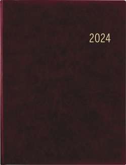 Wochenbuch bordeaux 2024 – Bürokalender 21×26,5 cm – 1 Woche auf 2 Seiten – mit Eckperforation und Fadensiegelung – Notizbuch – 739-2120