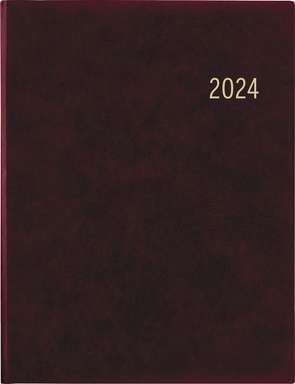 Wochenbuch bordeaux 2024 – Bürokalender 21×26,5 cm – 1 Woche auf 2 Seiten – mit Eckperforation und Fadensiegelung – Notizbuch – 739-2120