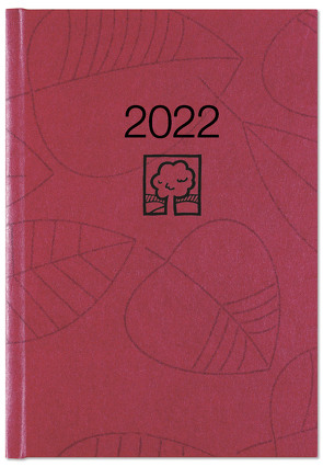 Wochenbuch rot 2022 – Bürokalender 14,6×21 cm – 1 Woche auf 2 Seiten – 128 Seiten – mit Eckperforation – Notizbuch – Blauer Engel – 766-0711