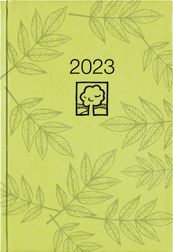 Wochenbuch grün 2023 – Bürokalender 14,6×21 cm – 1 Woche auf 2 Seiten – 128 Seiten – mit Eckperforation – Notizbuch – Blauer Engel – 766-0713