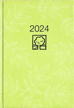 Wochenbuch grün 2024 – Bürokalender 14,6×21 cm – 1 Woche auf 2 Seiten – 128 Seiten – mit Eckperforation – Notizbuch – Blauer Engel – 766-0713