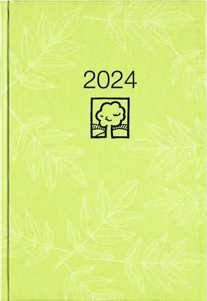 Wochenbuch grün 2024 – Bürokalender 14,6×21 cm – 1 Woche auf 2 Seiten – 128 Seiten – mit Eckperforation – Notizbuch – Blauer Engel – 766-0713