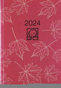 Wochenbuch rot 2024 – Bürokalender 14,6×21 cm – 1 Woche auf 2 Seiten – 128 Seiten – mit Eckperforation – Notizbuch – Blauer Engel – 766-0711
