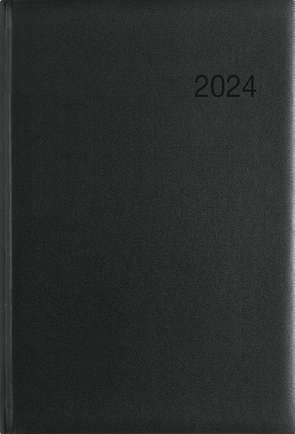 Wochenbuch schwarz 2024 – Bürokalender 14,6×21 cm – 1 Woche auf 2 Seiten – mit Eckperforation – Notizbuch – Wochenkalender – 766-0020