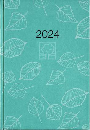 Wochenbuch türkis 2024 – Bürokalender 14,6×21 cm – 1 Woche auf 2 Seiten – 128 Seiten – mit Eckperforation – Notizbuch – Blauer Engel – 766-0717