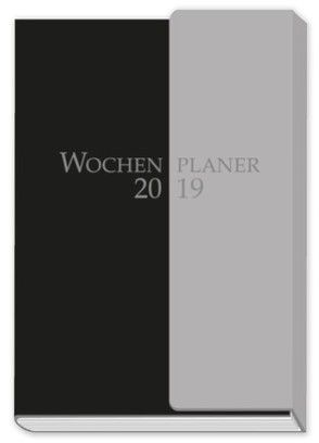 Wochenplaner mit Klappe 2019 schwarz/grau Buchkalender