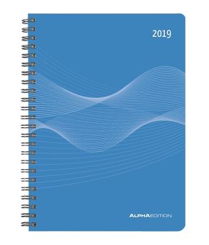Wochenplaner mit Wire-O, PP blau 2019 von ALPHA EDITION