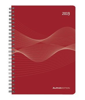 Wochenplaner mit Wire-O, PP rot 2019 von ALPHA EDITION
